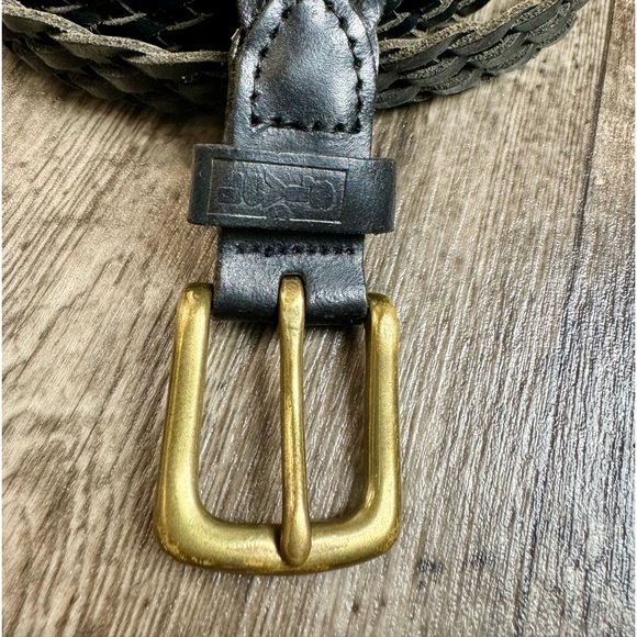 Levi’s genuine leather black woven belt with solid brass buckle size M - Picture 2 of 5